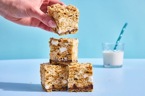 A stack of S’more Rice Krispies Treats